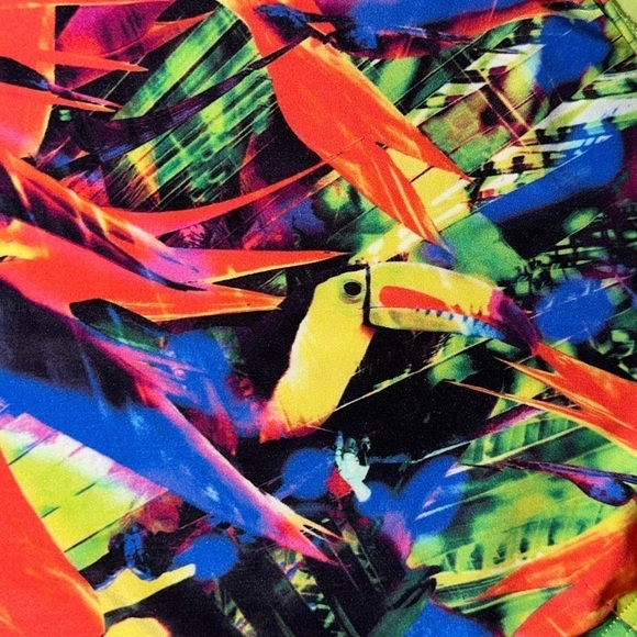 SEAFOLLY Australia Colorful Tropical Toucan Strapless Ruffle One Piece Swim Suit - Picture 3 of 9